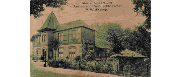 Restauration A. Wittkamp mit Gartenwirtschaft, Ansichtskarte, noch vor der Saalerweiterung von 1924 Restauration A. Wittkamp mit Gartenwirtschaft, Ansichtskarte, noch vor der Saalerweiterung von 1924